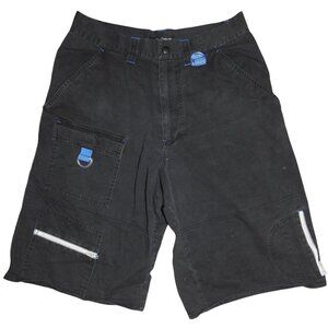 Vintage Y2K MACHINE Denim Black Jeans Shorts Jorts Skater Cargo Size 32